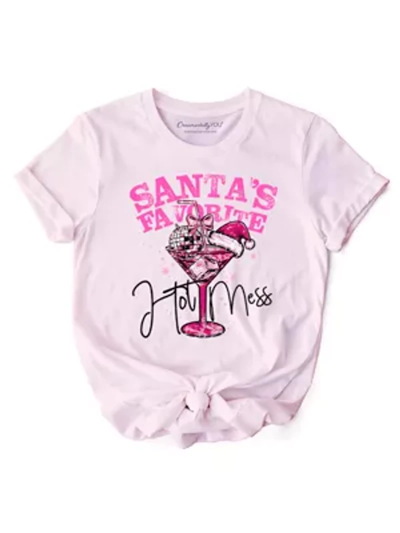 Santa’s Favorite Hot Mess Retro Disco Christmas Tee