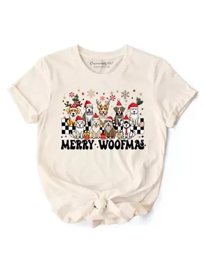 Merry Woofmas Dog Mom Christmas Tee