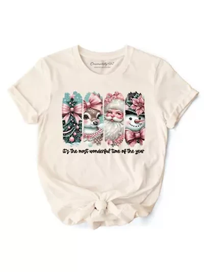 Coquette Pink Christmas Vintage Tee