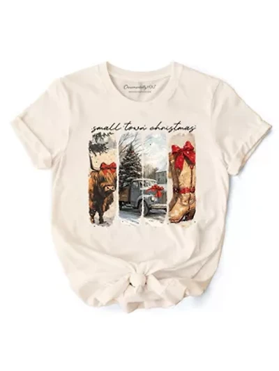 Small Town Western Cowgirl Holiday Tee