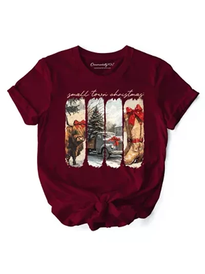 Small Town Western Cowgirl Holiday Tee
