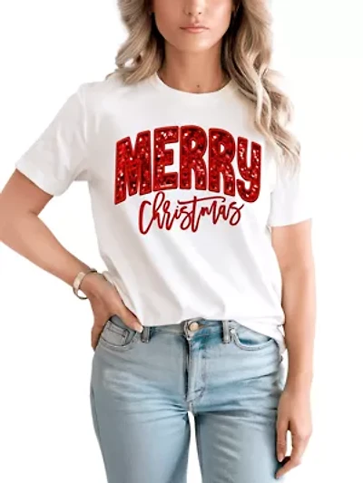Merry Christmas Sequin Style T‑Shirt