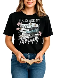 Books Are My Therapy Floral Tee for Bookworms