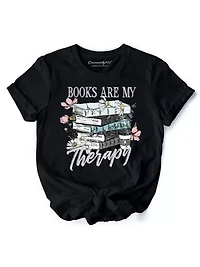 Books Are My Therapy Floral Tee for Bookworms