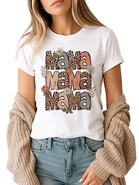 Leopard Mama Floral Retro T-Shirt