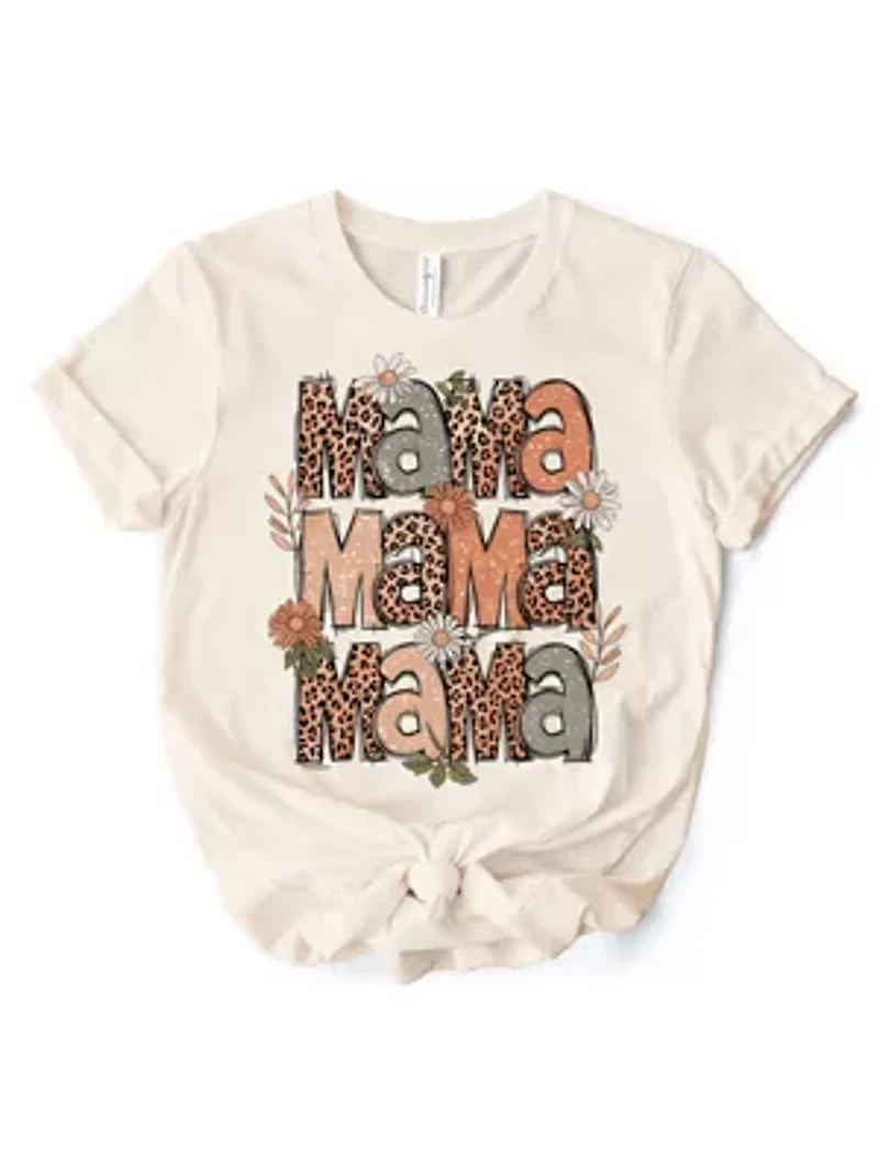Leopard Mama Floral Retro T-Shirt