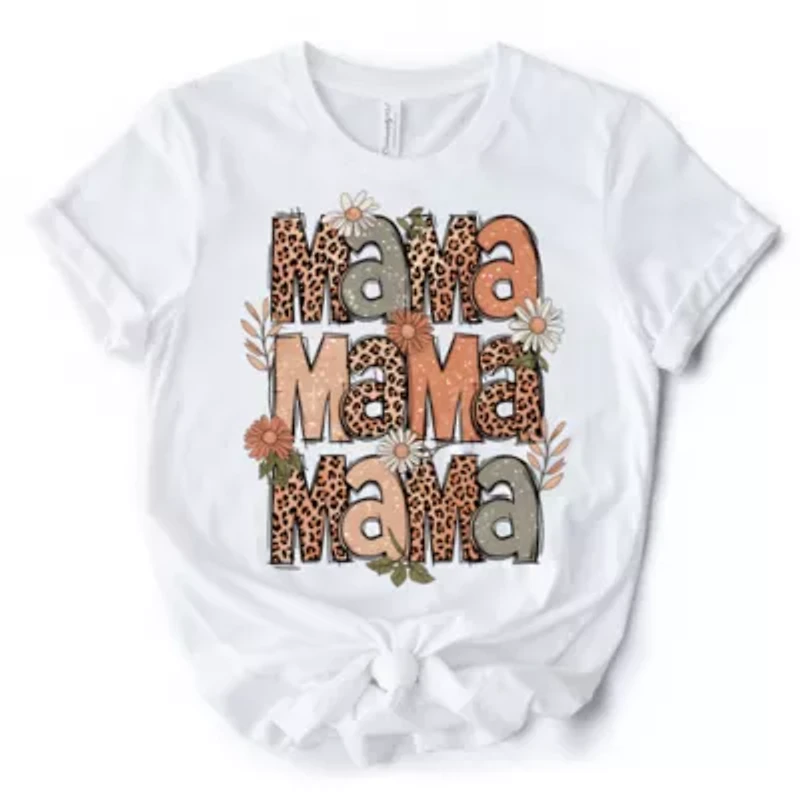 Leopard Mama Floral Retro T-Shirt