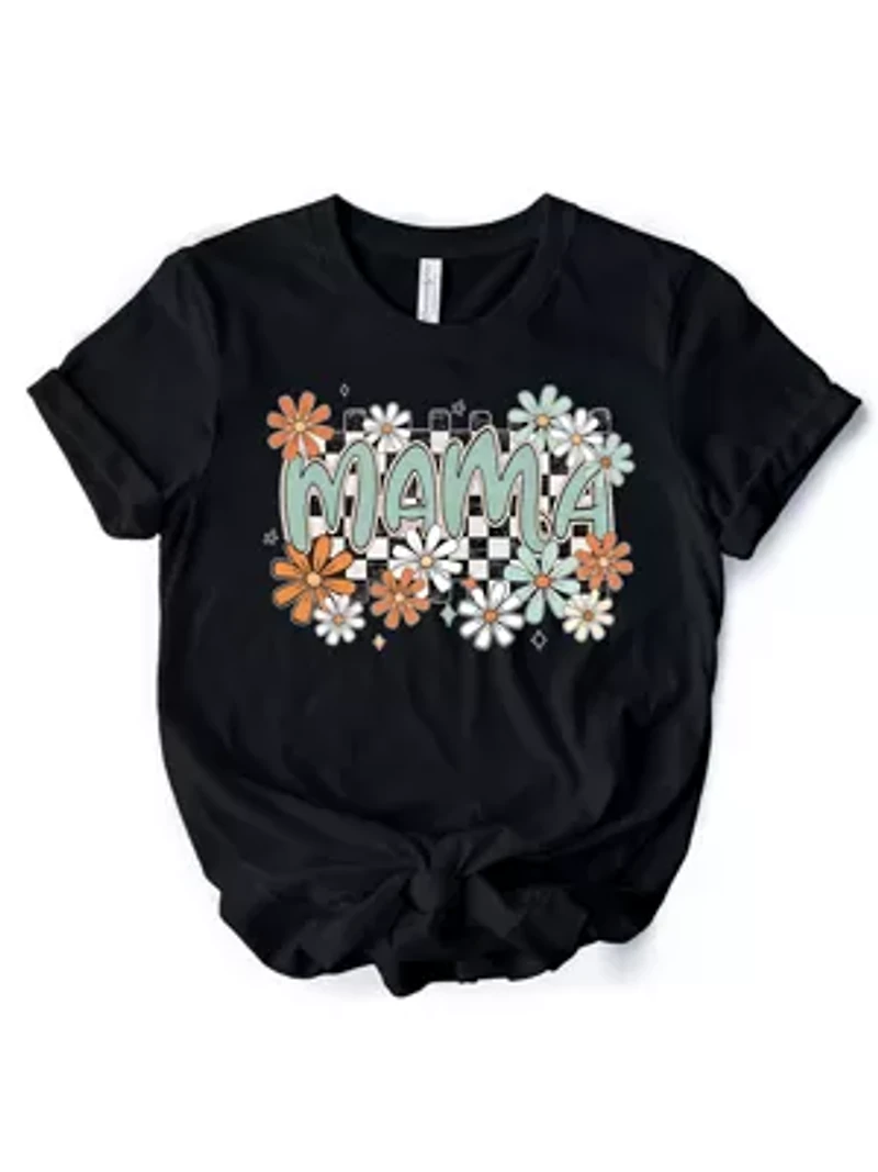 Floral Mama Checkered T-Shirt for Stylish Mothers