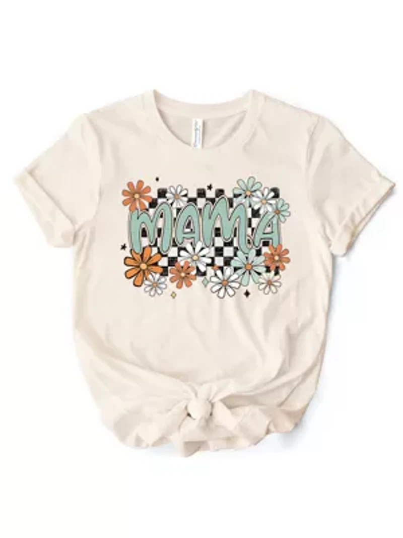 Floral Mama Checkered T-Shirt for Stylish Mothers
