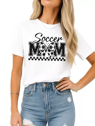 Soccer Mom Coquette Bow Retro T-Shirt for Proud Sports Mothers