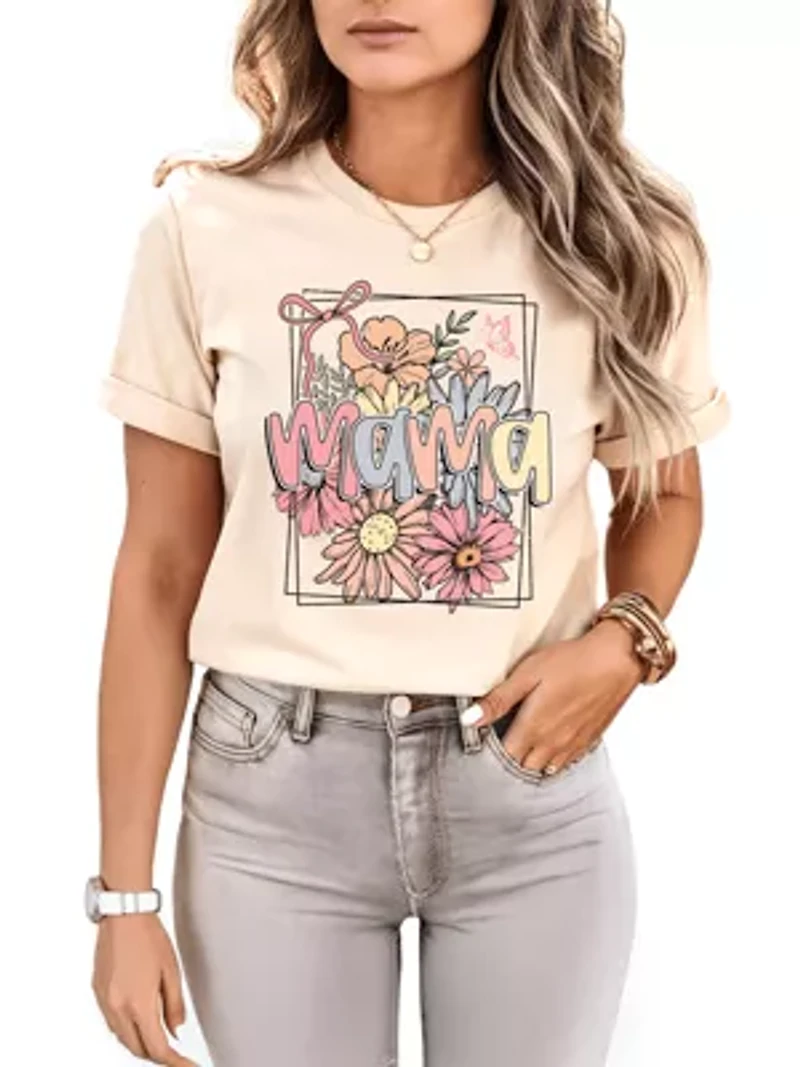 Floral Mama Coquette Bow Pastel T-Shirt