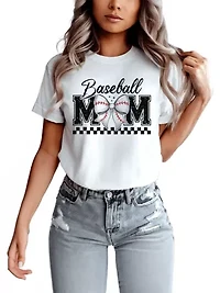 Baseball Mom Coquette Bow Retro T-Shirt For Proud Sports Mothers