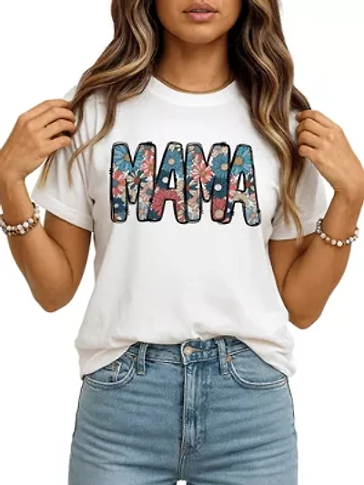 Daisy Floral Mama Colorful Retro Tee for Stylish Women