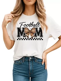 Football Mom Coquette Bow Retro T-Shirt for Proud Sports Mothers