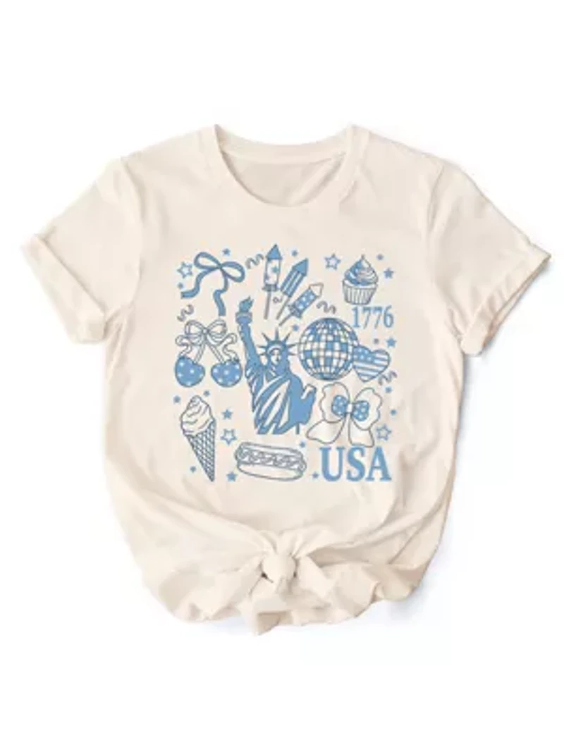 USA Liberty Retro Coquette Patriotic 4th of July Tee