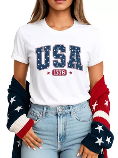 USA 1776 Stars Patriotic Tee for Independence Day