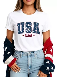 USA 1776 Stars Patriotic Tee for Independence Day