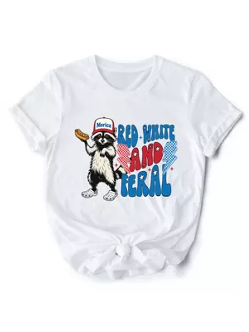Red, White & Feral Raccoon American Tee