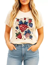 Patriotic Strawberries Festive Patch Tee
