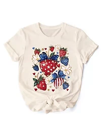Patriotic Strawberries Festive Patch Tee