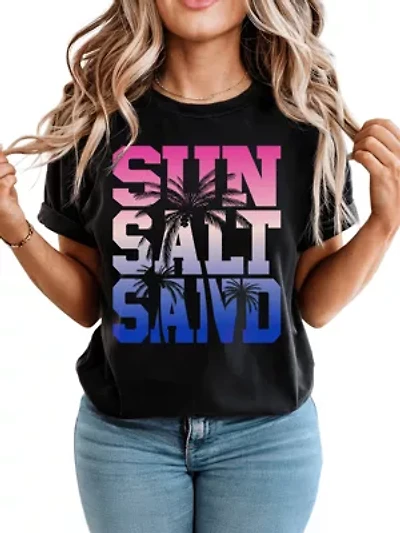 Sun Salt Sand Summer Minimalist Beach Tee