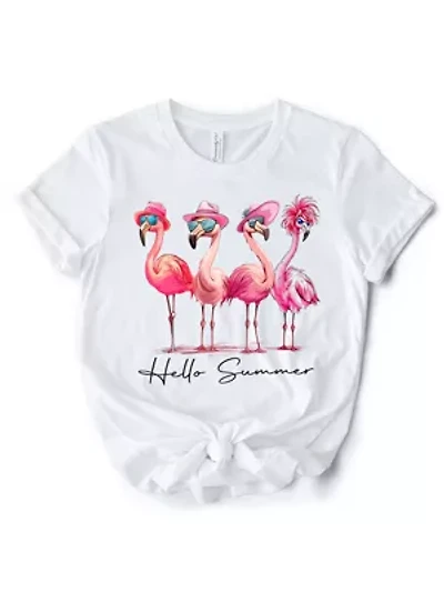 Flamingo Hello Summer T-Shirt