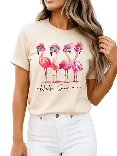 Flamingo Hello Summer T-Shirt