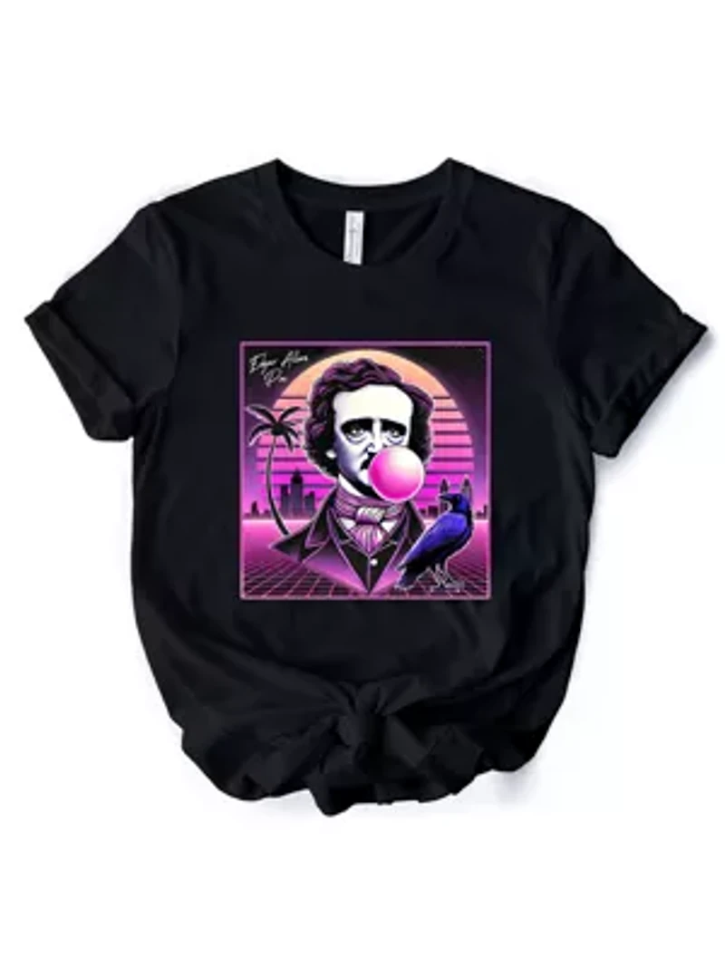 Synthwave 80's Styled Edgar Allan Poe Horror T-Shirt