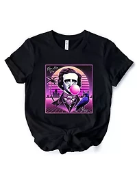 Synthwave 80's Styled Edgar Allan Poe Horror T-Shirt