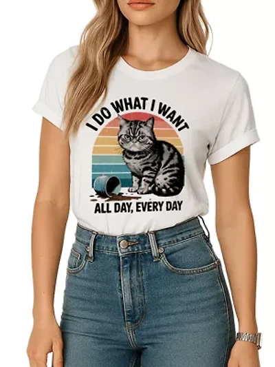 I Do What Want Cat Retro T-Shirt