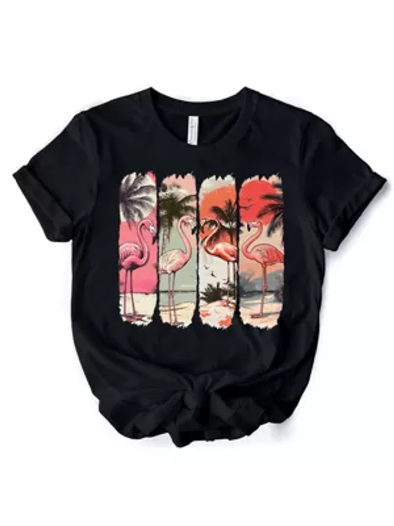 Summer Flamingo Beach Retro Style T-Shirt