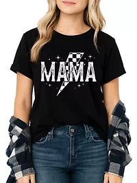 Checkered Lightning Bolt Mama Tee