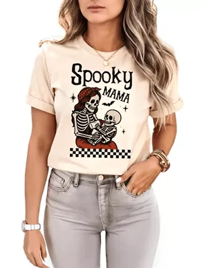 Spooky Mama Skeleton Halloween T-Shirt
