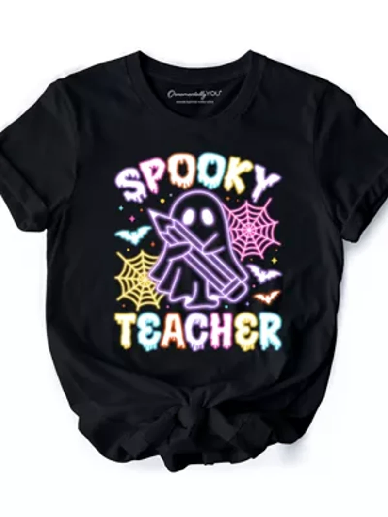 Spooky Teacher Neon Ghost T-Shirt