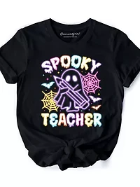 Spooky Teacher Neon Ghost T-Shirt