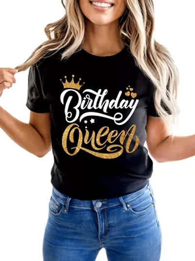 Birthday Queen Glam Party Tee for Stylish Women