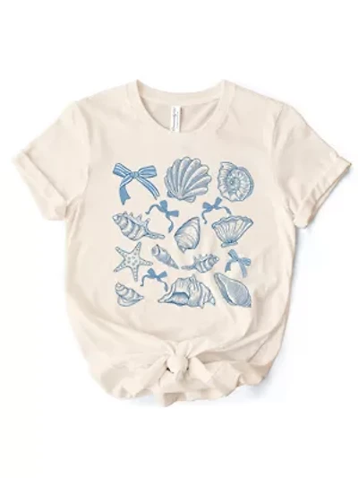 Coquette Seashell Summer Vibe T-Shirt for Ocean Lovers