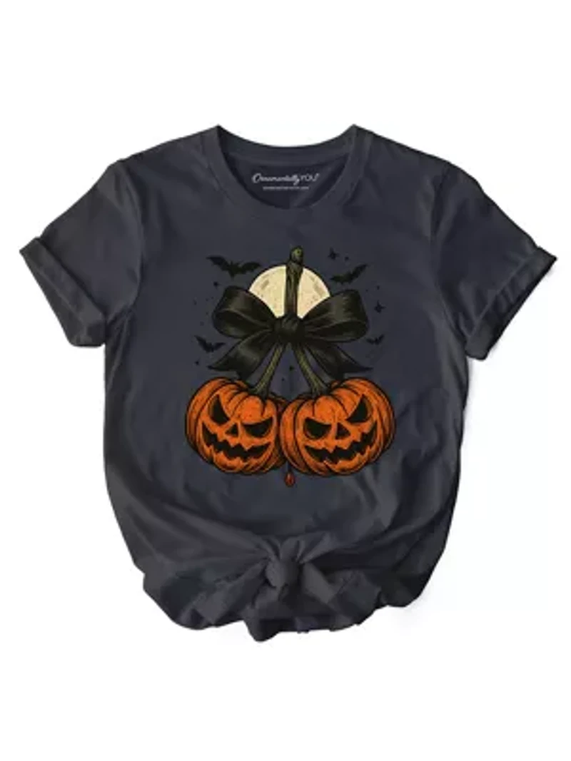 Pumpkin Cherries Coquette Bow T-Shirt