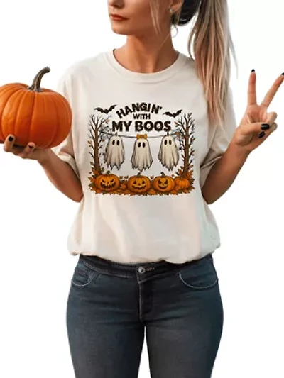 Hanging with My Boos Ghost Cute Halloween Tee