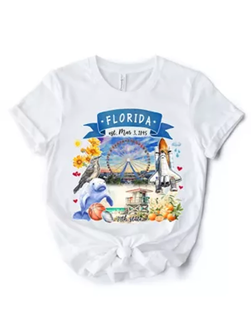 Florida State Themes and Landmarks Tee for History Travel Lovers