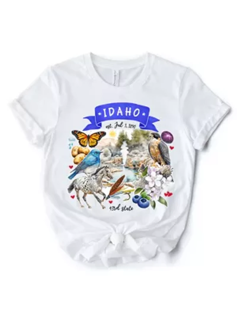 Idaho State Themes and Landmarks Tee for History Travel Lovers
