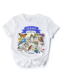 Idaho State Themes and Landmarks Tee for History Travel Lovers
