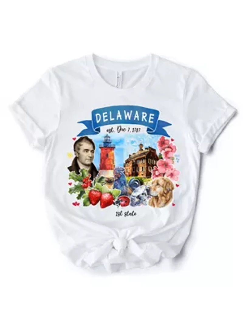 Delaware State Themes and Landmarks Tee for History Travel Lovers