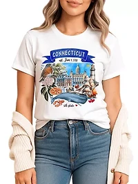Connecticut State Themes and Landmarks Tee for History Travel Lovers