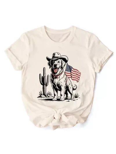 American Cowboy Dog Western 4th of July Tee