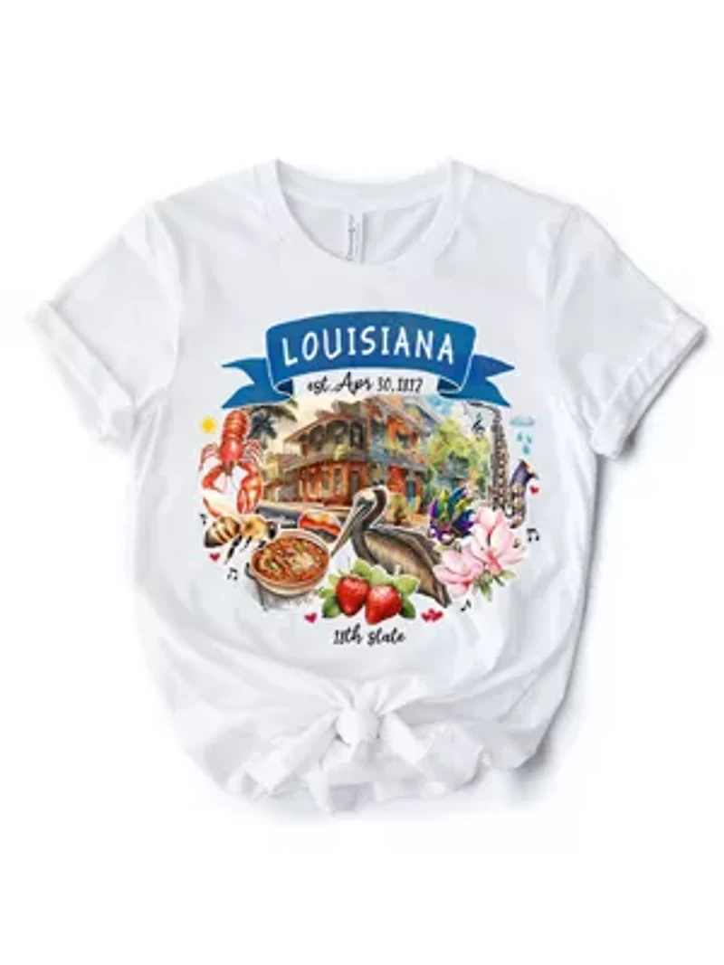 Louisiana State Themes and Landmarks Tee for History Travel Lovers