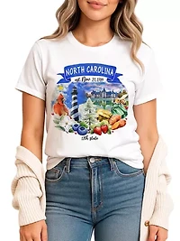 North Carolina State Themes and Landmarks Tee for History Travel Lovers