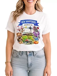 New Hampshire State Themes and Landmarks Tee for History Travel Lovers