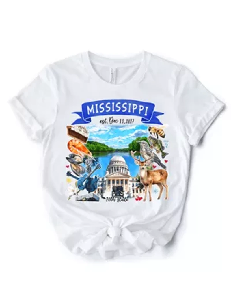 Mississippi State Themes and Landmarks Tee for History Travel Lovers