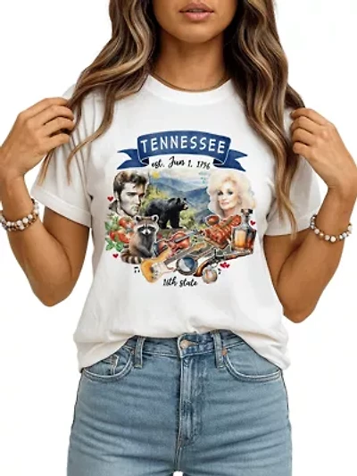Tennessee State Themes and Landmarks Tee for History Travel Lovers